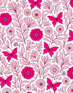Charming Pink Butterfly Floral Pattern Rug