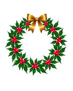 Gold Bow Holly Berry Wreath Rug