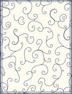 Vine Swirl Patterned Cream Navy Rug