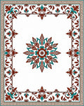 Ornate Floral Medallion Border Design Rug