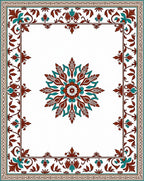 Ornate Floral Medallion Border Design Rug