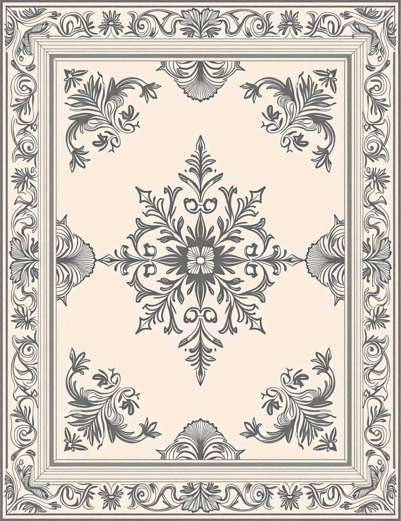 Classic Floral Motif Border Design Rug