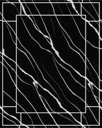 Black White Abstract Marbled Design Rug