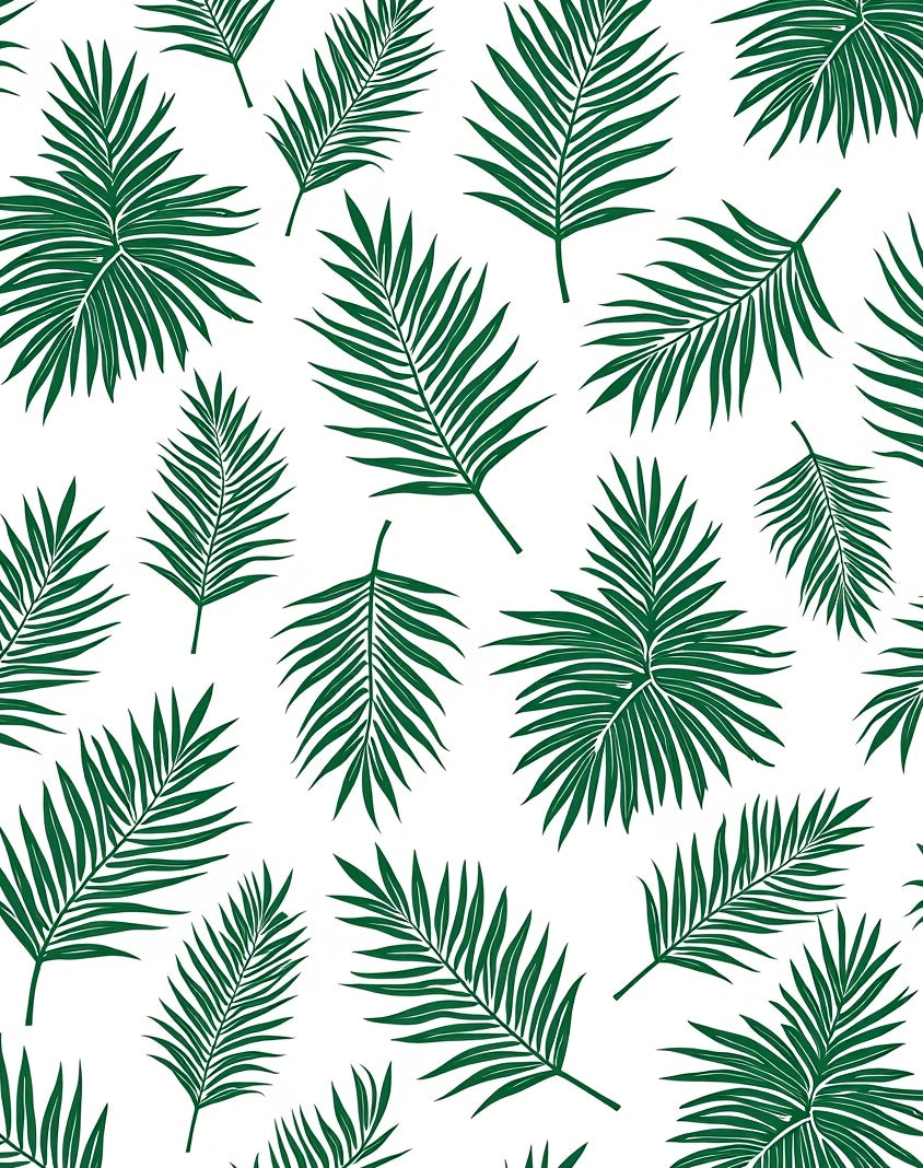 Green Palm Frond Tropical Pattern Rug