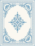 Elegant Blue Floral Scrollwork Design Rug