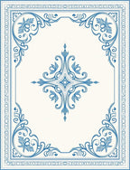 Elegant Blue Floral Scrollwork Design Rug
