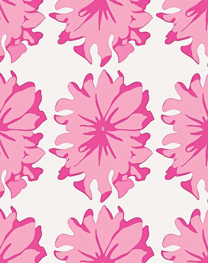Pink Floral Burst Pattern Rug