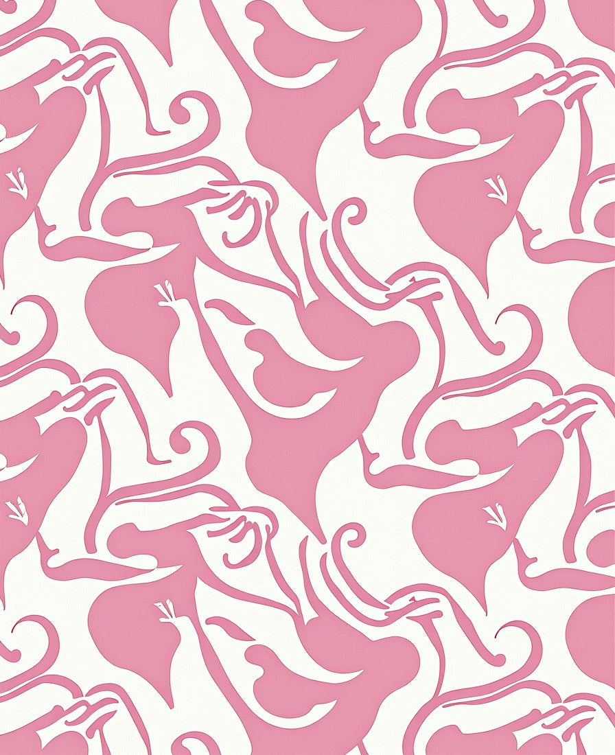 Abstract Pink Floral Swirl Pattern Rug