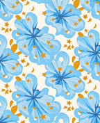 Blue Floral Star Pattern Rug