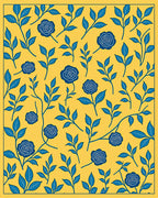 Yellow Blue Floral Pattern Rug