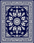 Classic Floral Medallion Indigo Design Rug