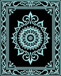 Aqua Floral Mandala With Outer Border Rug