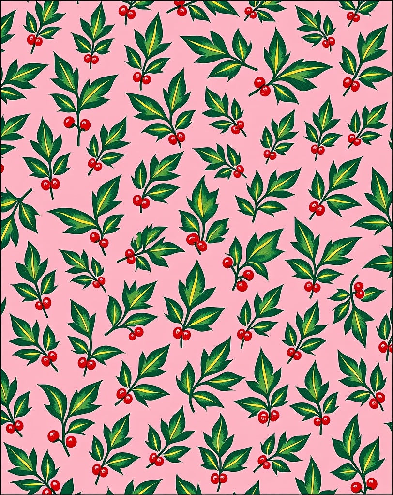 Whimsical Holly Berry Leafy Arrangement Rug