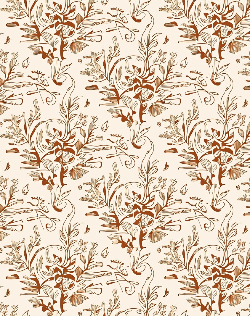 Ornate Vine Foliage Pattern Rug