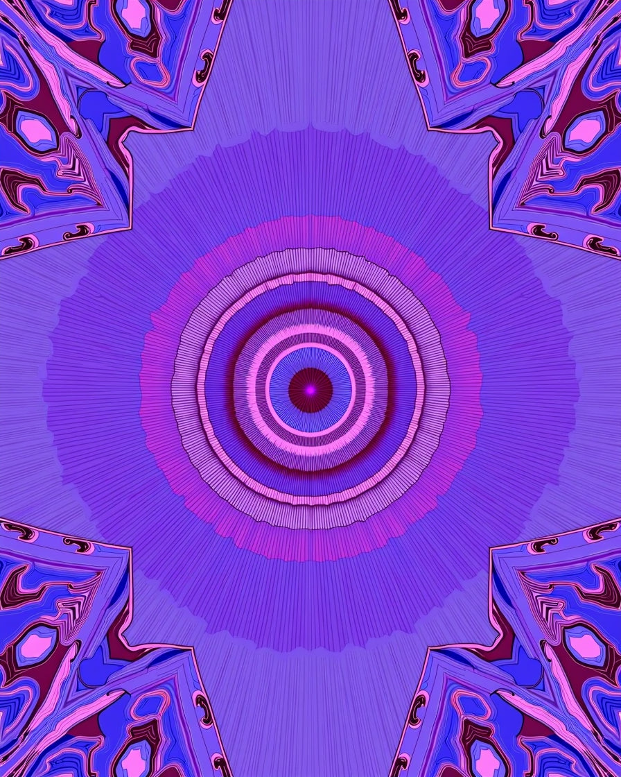 Vibrant Purple Geometric Kaleidoscope Pattern Rug