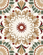 Floral Mandala Pattern With Earthy Tones Rug
