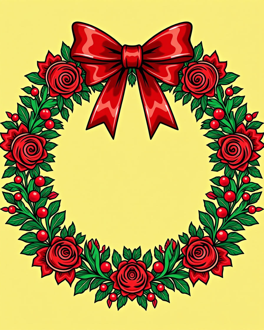 Floral Wreath With Red Bow Rug