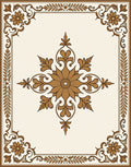 Ornate Floral Medallion Border Rug