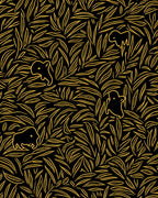 Golden Leafy Animals Pattern Rug