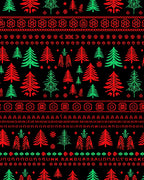 Red Green Vintage Christmas Tree Pattern Rug