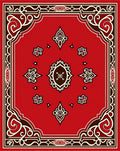 Lively Red Abstract Scrolling Floral Rug