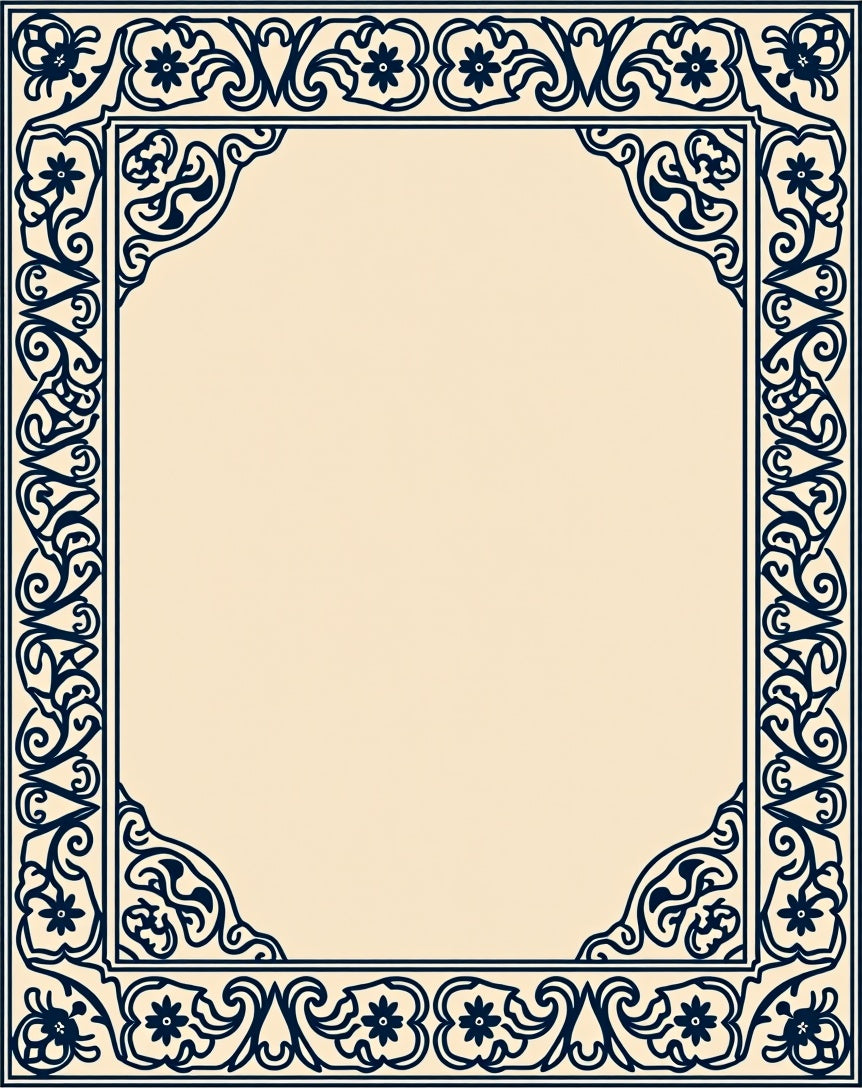 Ornate Floral Border Design Rug