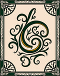 Ornate Green Gold Swirl Design Rug