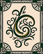 Ornate Green Gold Swirl Design Rug