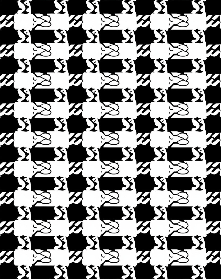 Houndstooth Abstract Black White Pattern Rug