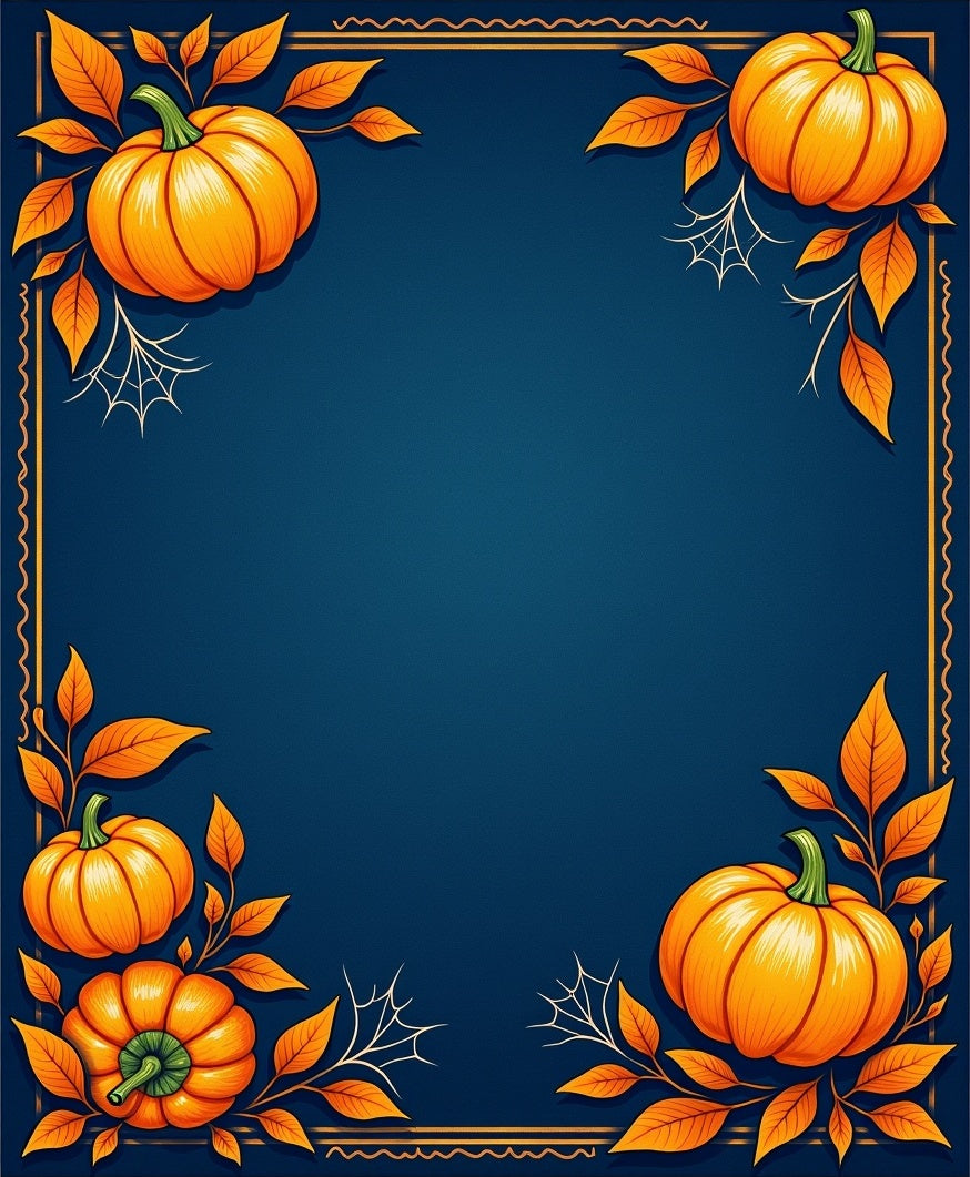 Autumn Pumpkin And Leaf Frame Rug