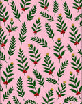 Pink Green Berry Branch Foliage Harmony Rug