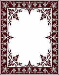 Rich Dark Red Ornate Scroll Border Rug