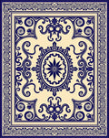 Classic Blue White Ornate Pattern Rug