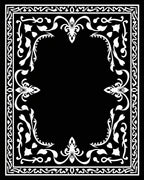 Elegant White Flourish Border Design Rug