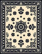 Elegant Black Floral Medallion Rug