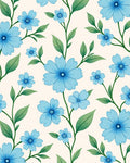 Blue Floral Vine Pattern Rug