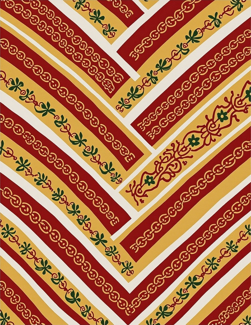 Striped Geometric Floral Band Pattern Rug