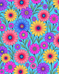 Bright Floral Pattern Vivid Color Rug
