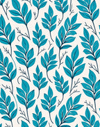 Teal Leaf Pattern Surface Design Rug
