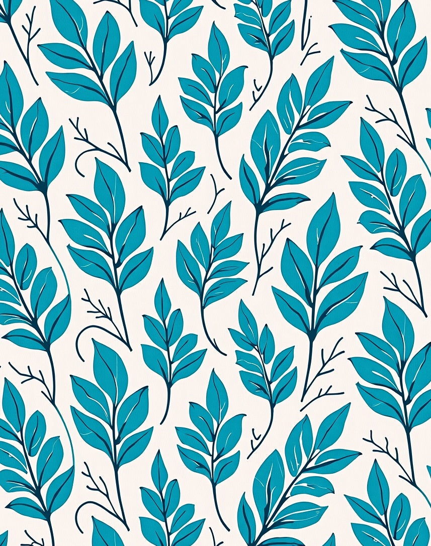 Teal Leaf Pattern Surface Design Rug