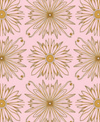Golden Starburst Floral Pattern Rug