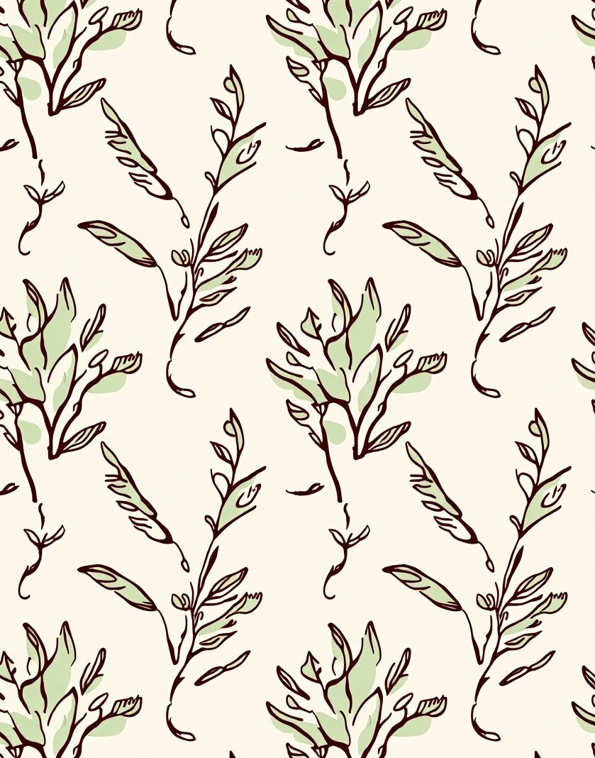 Abstract Leafy Sketch Pattern Rug