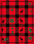 Red Black Buffalo Deer Pattern Rug
