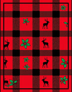 Red Black Buffalo Deer Pattern Rug
