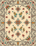 Art Nouveau Floral Symmetry Pattern Rug