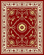 Red Floral Medallion Ornamental Design Rug