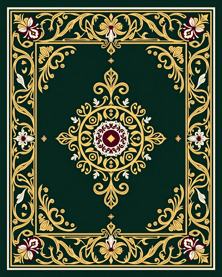 Ornate Floral Medallion Pattern Rug