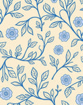 Delicate Blue Floral Vine Pattern Rug