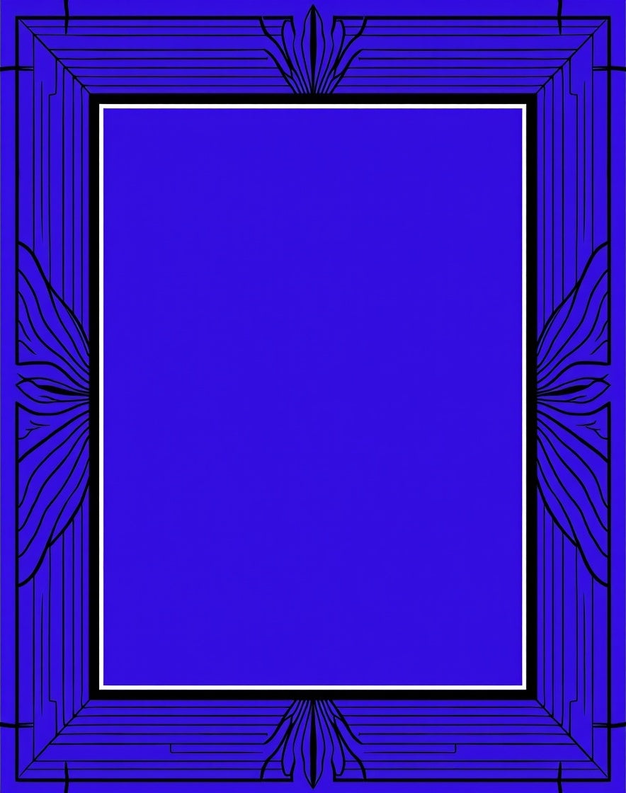 Art Deco Blue Geometric Fan Pattern Rug