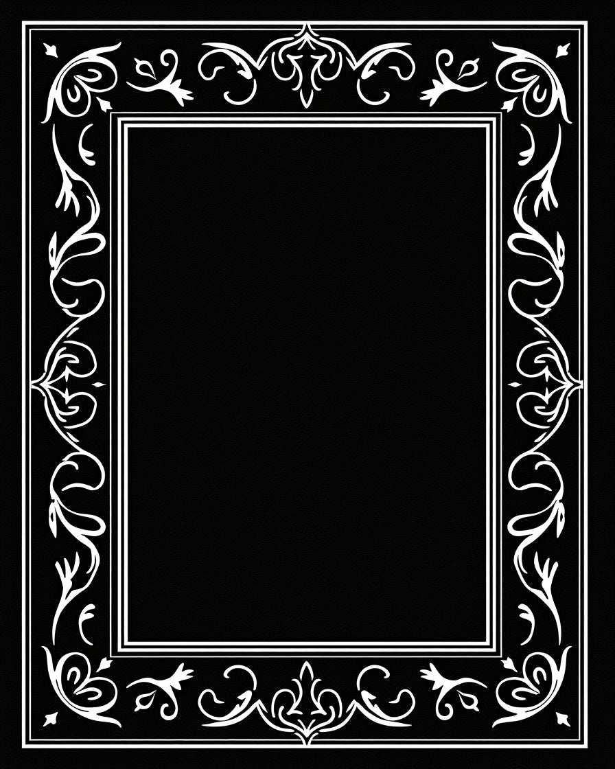 Classic White Flourish Border Design Rug